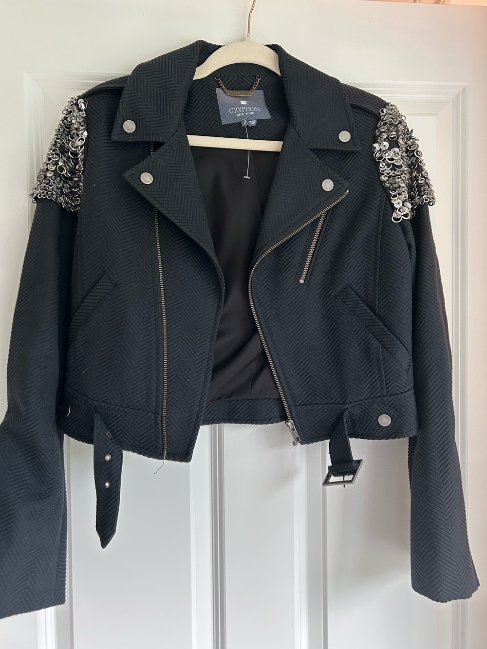 Gryphon Embellished Moto Jacket